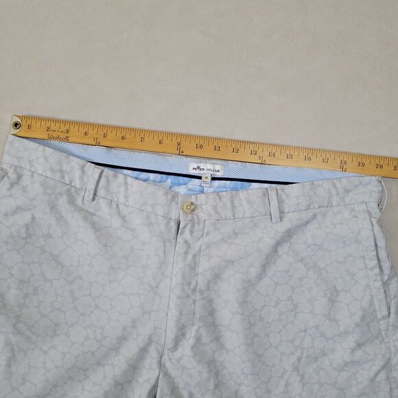 Men's Peter Millar Gray Floral Pattern Stretch Flat Front Chino Golf Shorts 40 - Picture 10 of 11